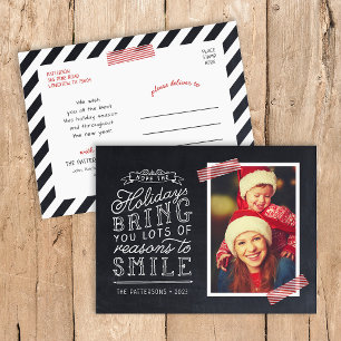Cartão Postal De Festividades Cartão com fotos de Feriado com Letra de Quadro Ch