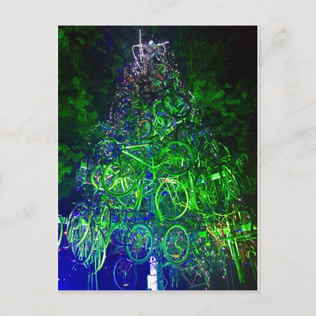 Cartão Postal De Festividades Cartão da árvore de Natal da bicicleta (Frente)