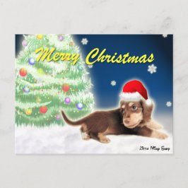 Cartão Postal De Festividades Cartão da árvore de Natal do Dachshund