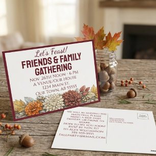 Cartão Postal De Festividades Cartão de Ação de Graças Friendsgiving Outono Flor