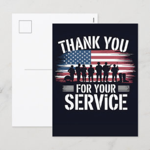 Cartão Postal De Festividades Cartão de Agradecimento Patriótico para Veteranos 