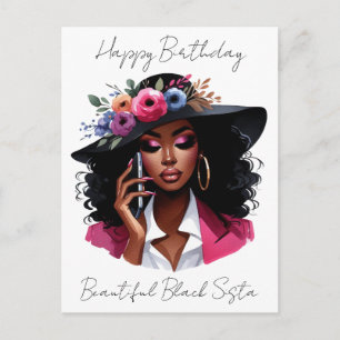 Cartão Postal De Festividades Cartão de aniversário de mulher negra