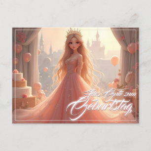Cartão Postal De Festividades Cartão de aniversário de princesa em rosa