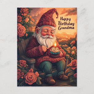 Cartão Postal De Festividades Cartão de Aniversário Gnomo para a vovó