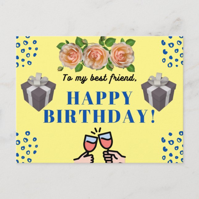 Cartão Postal De Festividades Cartão de aniversário para amigo (Frente)
