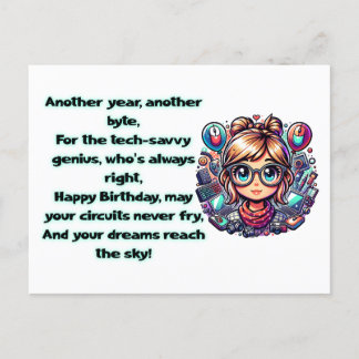 Cartão Postal De Festividades Cartão de aniversário técnico, Geeky Birthday