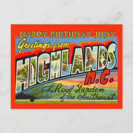Cartão Postal De Festividades Cartão de Aniversário Vintage Highlands NC
