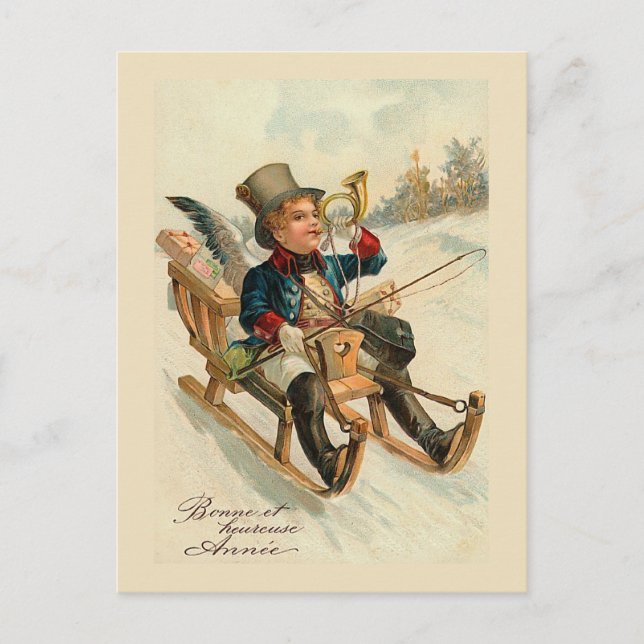 Cartão Postal De Festividades Cartão de Ano Novo "Bonne et heure Annee" (Frente)