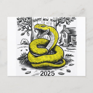 Cartão Postal De Festividades Cartão de Ano Novo Cobra 2025