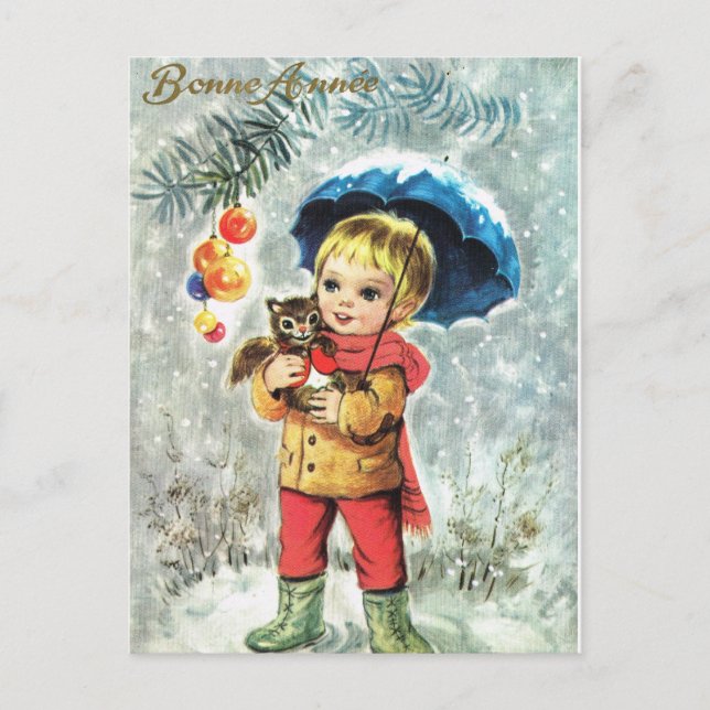 Cartão Postal De Festividades Cartão de Ano Novo Francês (Frente)