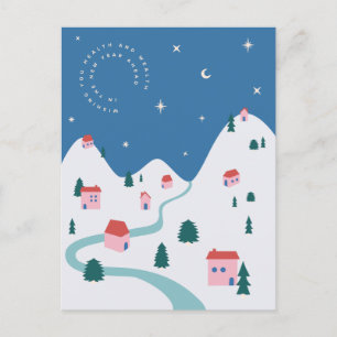 Cartão Postal De Festividades Cartão de Ano Novo Ilustrado Feliz Férias
