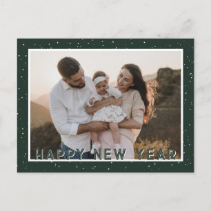 Cartão Postal De Festividades Cartão de Ano Novo Verde Botânico Foto Feliz Ano N
