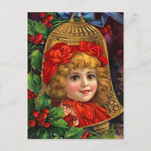 Cartão Postal De Festividades Cartão de Bell de Natal do Victorian (Frente)