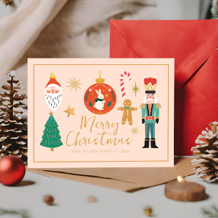 Cartão Postal De Festividades Cartão de Biscoito da Família Feliz Natal Colorido