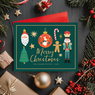 Cartão Postal De Festividades Cartão de Biscoito da Família Feliz Natal Colorido