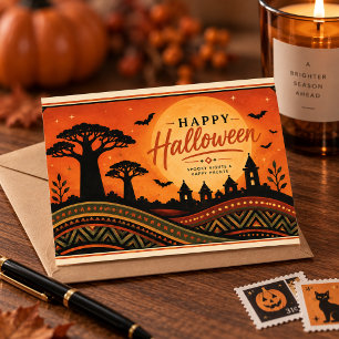 Cartão Postal De Festividades Cartão de Boas Festas de Halloween do Baobá Assust