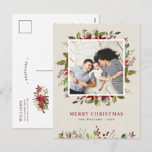 Cartão Postal De Festividades Cartão de Boas Festas de Natal com Vegetação em Aq