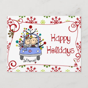 Cartão Postal De Festividades Cartão de Boas Festas do Casal e Gato