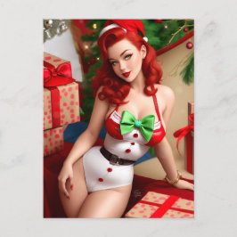 Cartão Postal De Festividades Cartão de Boas Festas Retrô Pin-up