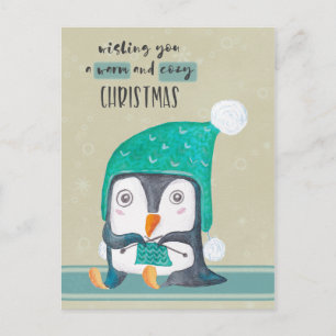 Cartão Postal De Festividades Cartão de confecção de malhas do Natal do pingu