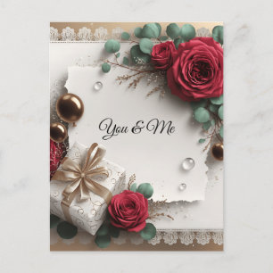 Cartão Postal De Festividades Cartão de Cumprimentos Elegante “Você & Eu” Dourad