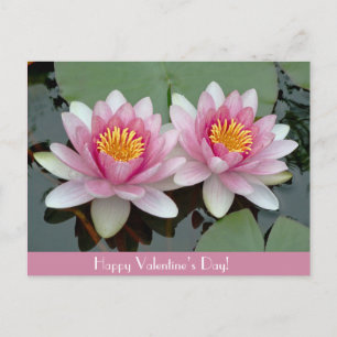 Cartão Postal De Festividades Cartão de Dia do Lotus Valentive Flutuante Rosa