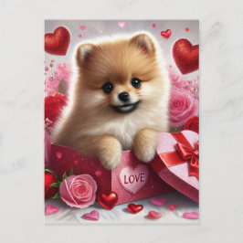 Cartão Postal De Festividades Cartão de Dia dos Namorados do Cão Pomerânia