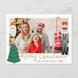 Cartão Postal De Festividades Cartão de Feriado de Foto da Família de Natal Gela