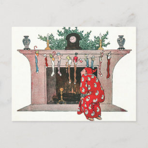 Cartão Postal De Festividades Cartão de Feriado Natal vintage Meias e Gifts