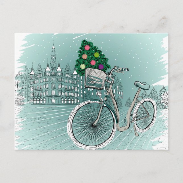 Cartão Postal De Festividades Cartão de Feriados Com Árvore de Feriados (Frente)