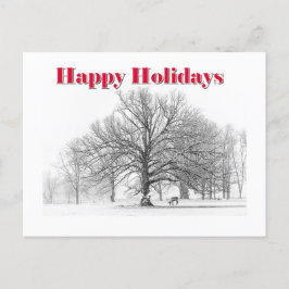 Cartão Postal De Festividades Cartão de Férias Cena de Inverno com Laço Branco (