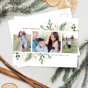Cartão Postal De Festividades Cartão de Férias com Moldura Multi-Foto de Folhage