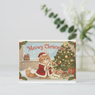 Cartão Postal De Festividades Cartão de Férias de Gato Laranja