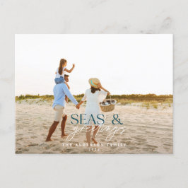 Cartão Postal De Festividades Cartão de Férias de Natal para praia com fotografi