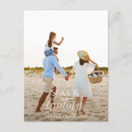 Cartão Postal De Festividades Cartão de Férias de Natal para praia com fotografi