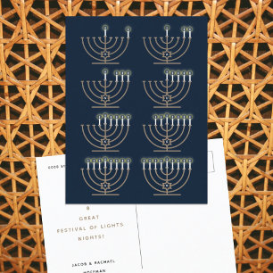Cartão Postal De Festividades Cartão de Férias de Oito Noites de Hanukkah