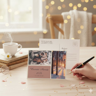 Cartão Postal De Festividades Cartão de Férias Elegante com Mensagem Personaliza