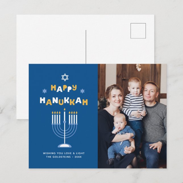 Cartão Postal De Festividades Cartão de Férias "Feliz Hanukkah" (Frente/Verso)