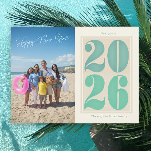Cartão Postal De Festividades Cartão de Foto de Ano Novo 2026 Tipografia em negr