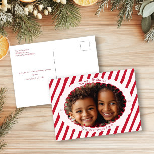 Cartão Postal De Festividades Cartão de Foto de Férias com Listra de Cana-de-Açú