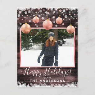 Cartão Postal De Festividades Cartão de Foto de Férias Neve de Inverno e Enfeite