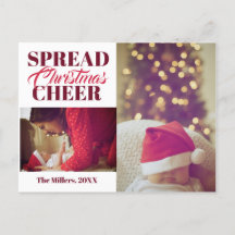 Cartão de Foto de Natal Vinho Tinto Espalhe Alegri