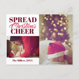 Cartão Postal De Festividades Cartão de Foto de Natal Vinho Tinto Espalhe Alegri