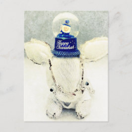 Cartão Postal De Festividades Cartão de Hanukkah - coelho e globo da neve