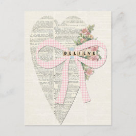 Cartão Postal De Festividades Cartão de ilustração de saudação vítrea, coração r