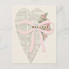 Cartão Postal De Festividades Cartão de ilustração de saudação vítrea, coração r