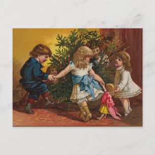 Cartão Postal De Festividades Cartão de jogos para natais vintages coloridos