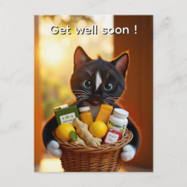 Cartão Postal De Festividades Cartão de Melhoras | Cesta de Presente de Gato Fof
