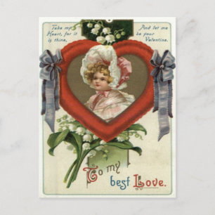 Cartão Postal De Festividades Cartão de Namorados de Garota Vitoriana Retro-Vit