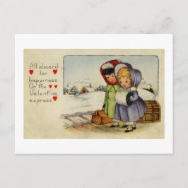 Cartão Postal De Festividades Cartão de Namorados Vintage Duas Garotas esperando
